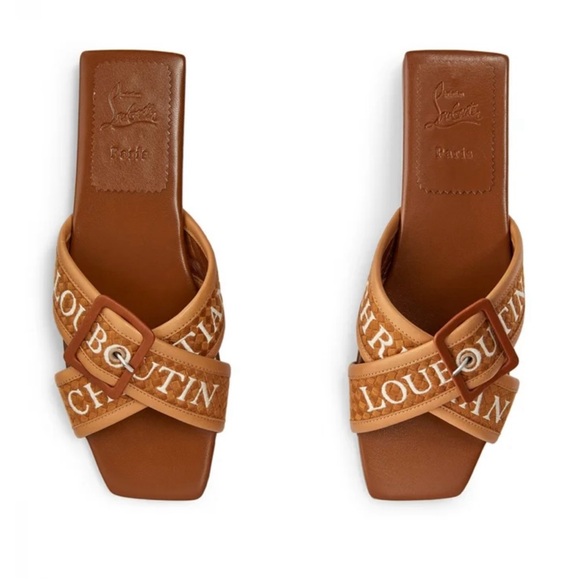 Christian Louboutin Brown Slide Sandals - Picture 7 of 9